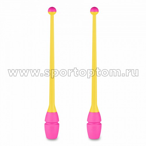 Булавы для художественной гимнастики вставляющиеся INDIGO IN017 36 см Желто-розовый