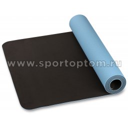 Коврик для йоги и фитнеса INDIGO TPE двусторонний IN106 Голубо-черный (4)